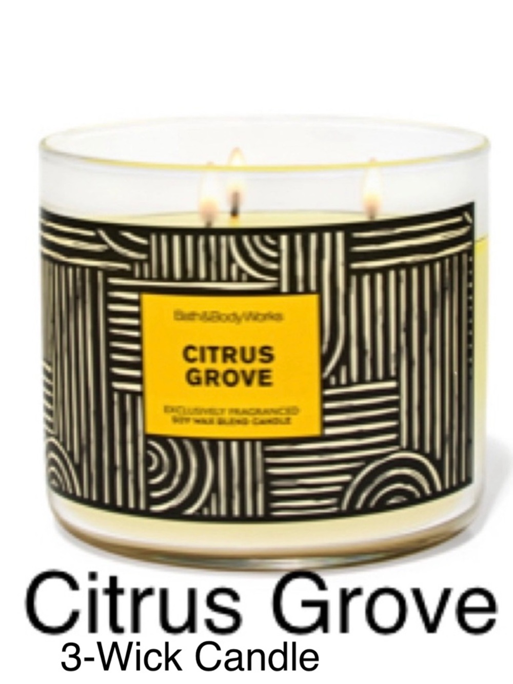 Bath & Body Works “Citrus Grove” 3-Wick Candle w Decorative Metal Lid | NIB